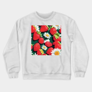 Vintage Floral Cottagecore Romantic Strawberry Daisy Flower Design Crewneck Sweatshirt